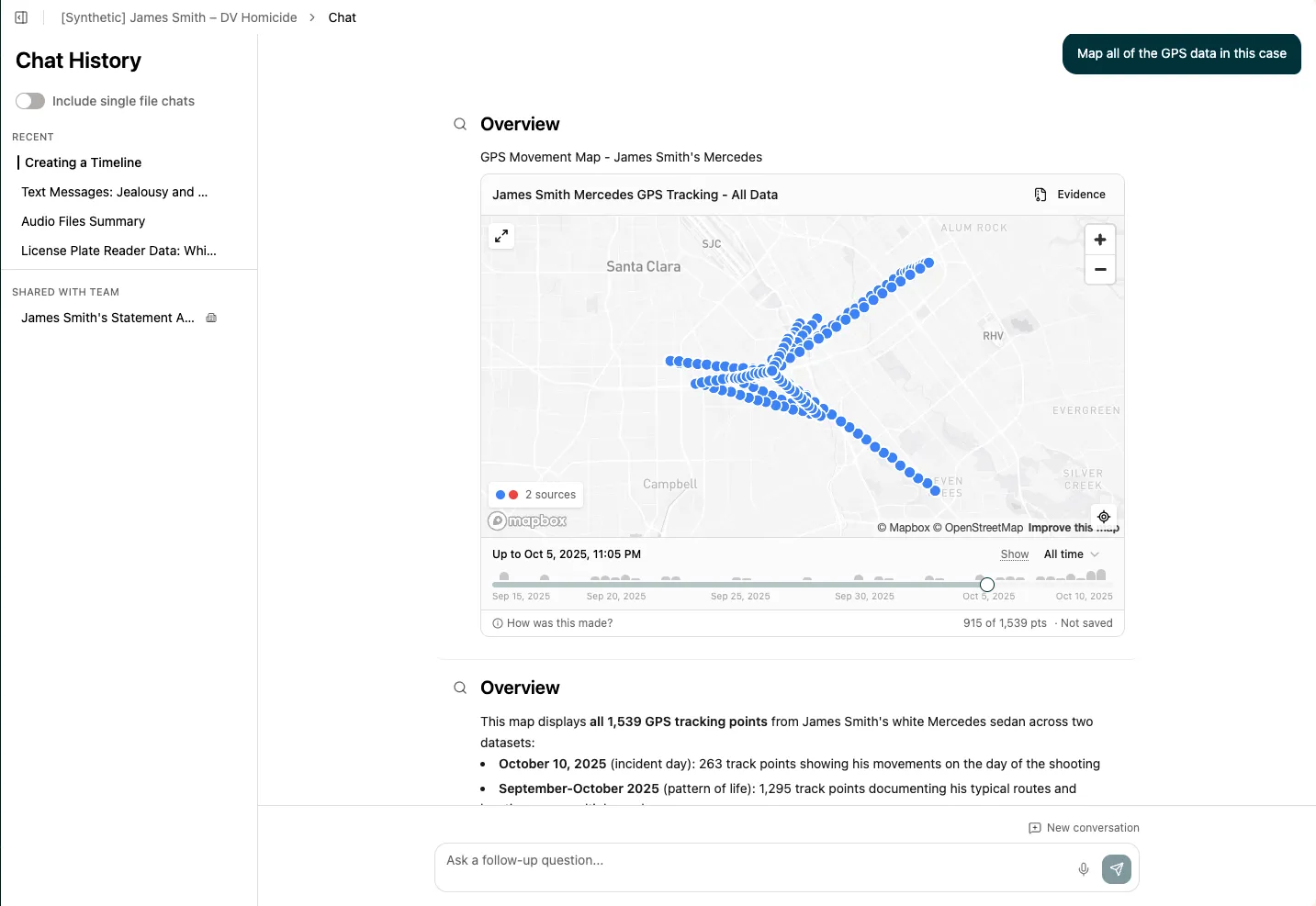 Longeye maps all GPS tracking data on an interactive map from a single prompt