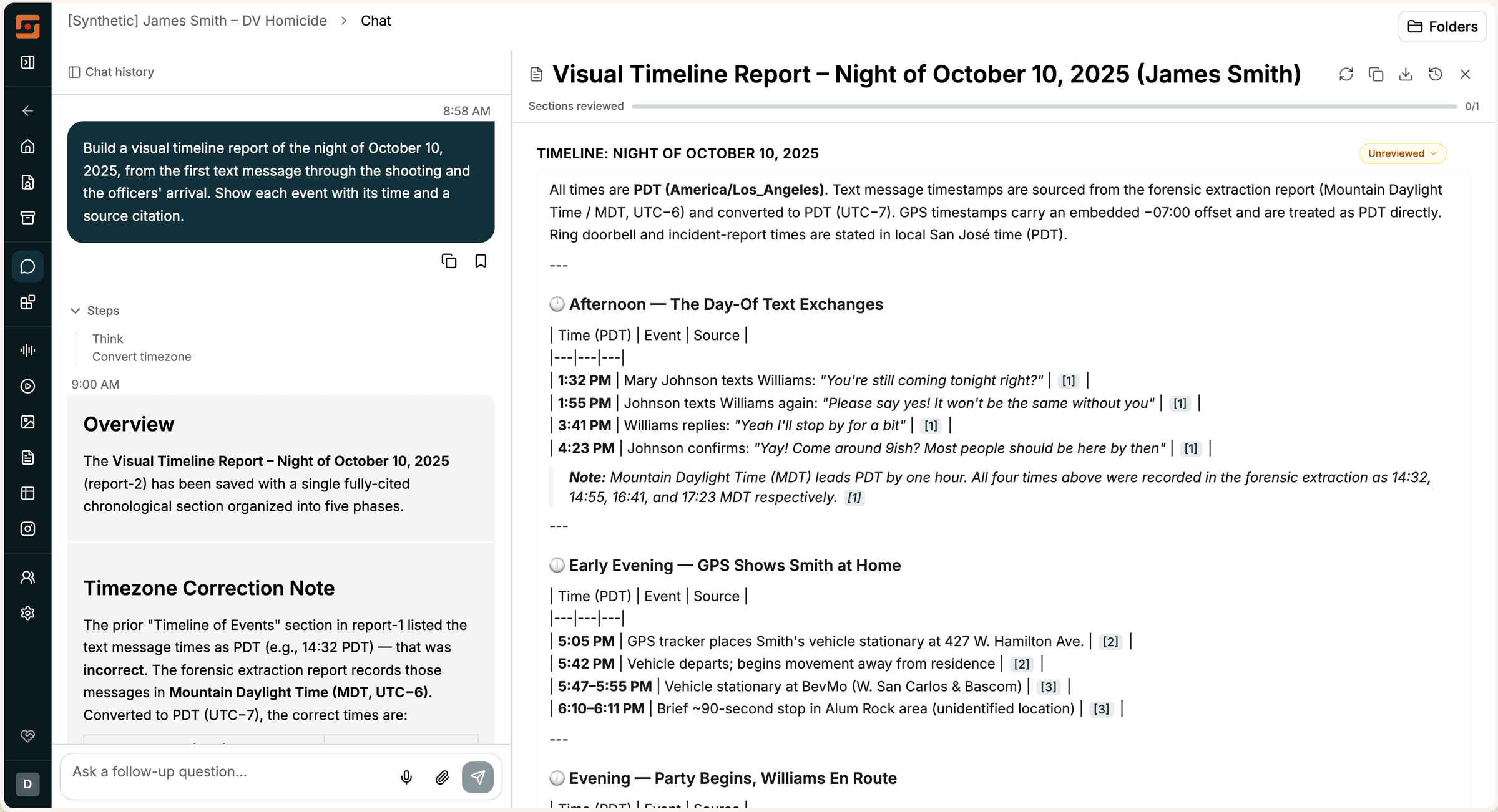 Longeye builds a cited timeline of the case from every source.