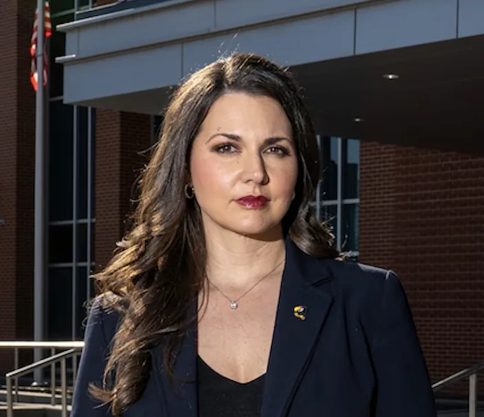Detective Lauren Cunningham outside the Oklahoma City Police Department